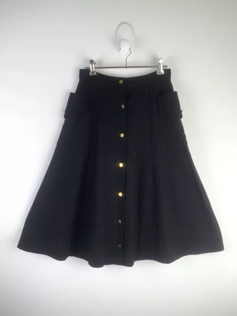 Long Wool Skirt, Black Wool Skirt, A Line Skirt, Vintage 1950s
