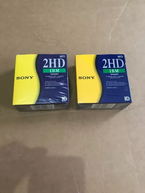 Vintage Sony 2HD 1.44MB IBM Formatted 3.5" Floppy Discs 10 X 1 BOX