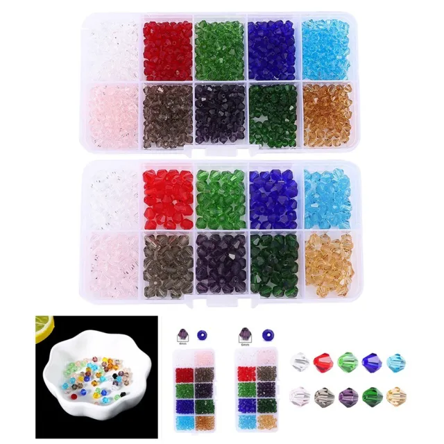800 pièces perles de verre cristal à facettes bicone en 10 couleurs vives à f