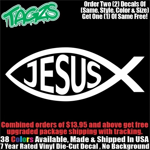 CHRISTIAN JESUS FISH Faith Diecut Vinyl Window Decal Sticker Car Truck