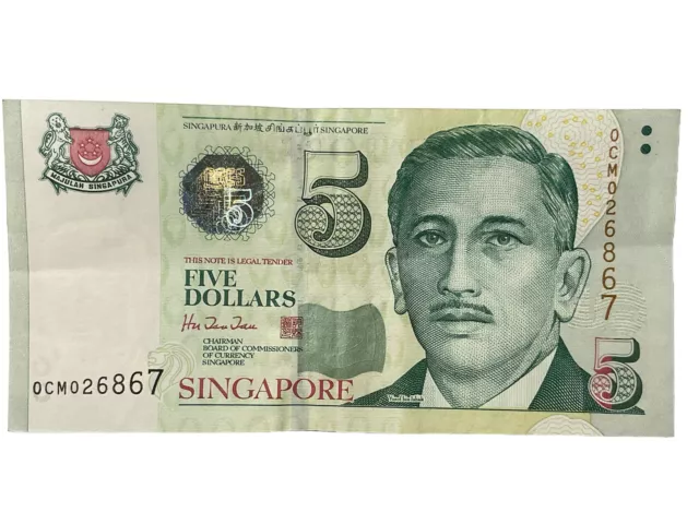 (1999) *Singapore $5 Banknote* Circ (First Year Of Issue) ~Nr~ #237