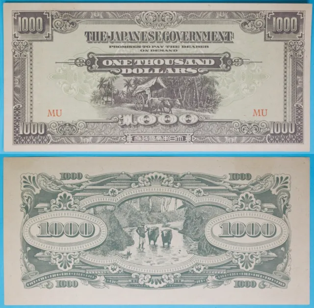 1942 Malaya 1000 Dollars ~ WWII Japanese Invasion Money JIM ~ Choice AU ~ MU1000