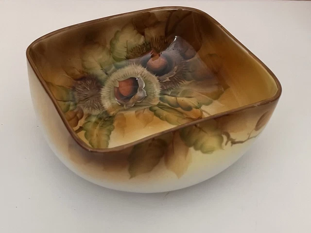 Noritake Nippon Chestnut Hand-painted Porcelain Square Bowl • Made in Japan