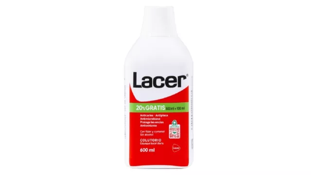 Lacer Colutorio 600ml. Cuidado Bucal Antiplaca Anticaries Protege Enjuague Boca