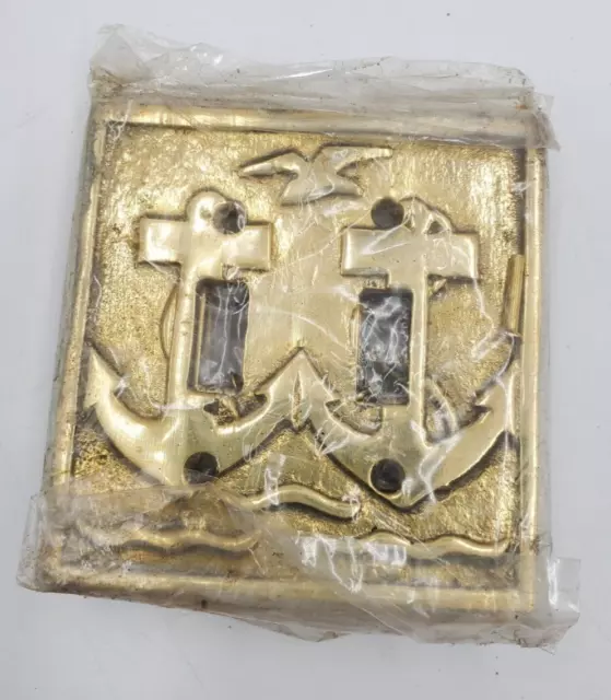 Heavy Solid Brass Light Switch Plate Cover vintage Double Anchor Nautical New