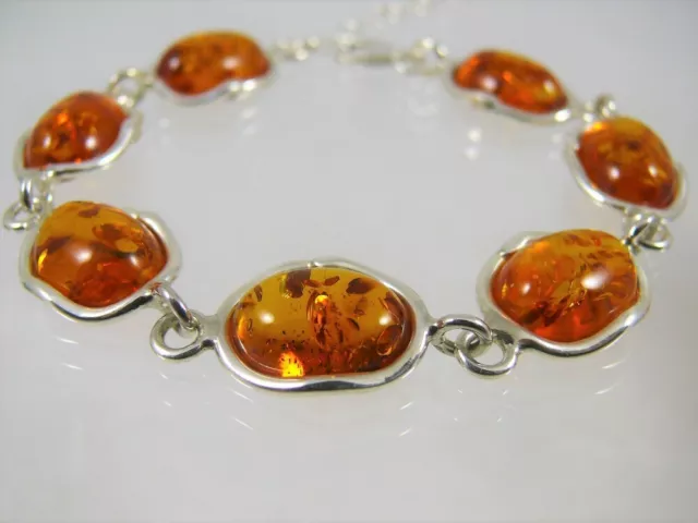 Bernstein Armband Silber 925 Länge 18,5 + 5 cm Farbe Cognac Damen Amber BAR276-M