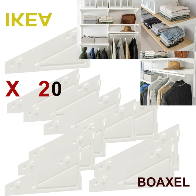 SET of 20 - Ikea BOAXEL Bracket for Shelf, Steel, White 15 ¾" 604.487.33 - NEW