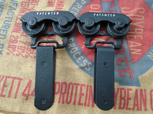 Antique/Primitive Original Barn Door Rollers F.e Myers Ashland Ohio Restored 2