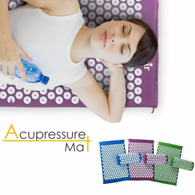 Fit Acupressure Mat and Pillow Set for Back Neck Pain Relief Muscle relaxation 2