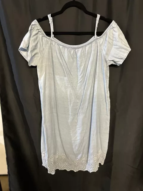 Old Navy Womens Chambray Off the Shoulder Cutout Design Dress Size Small