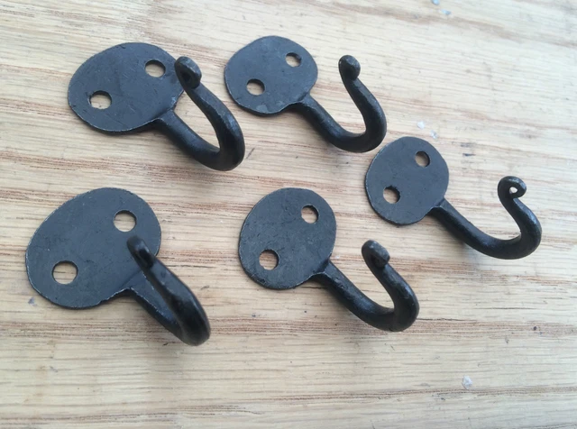 SET OF 5 (40mm) Bean End Old Hand forged black keys robe jewellery hanging hook