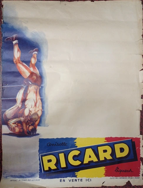 RICARD Affiche originale. CATCH. Lithographie G. POTIER. Années 50. 64,5x49,5cm