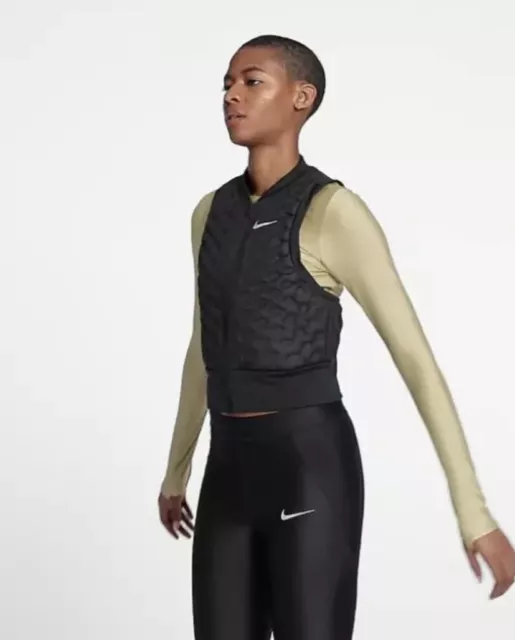Nike Women’s Aeroloft Packable Running Vest XL Black AA3575-010 Zip 800 Gilet 2