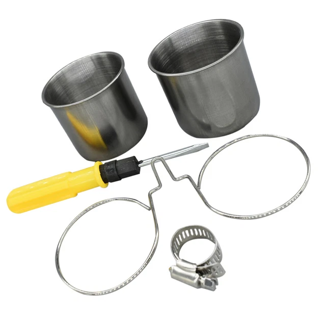 1 Set Stainless Steel Coop Cup Hanging Pet Bowl bird food bowl bird cage feeder