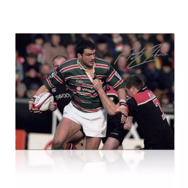 Photo des Leicester Tigers signée par Martin Johnson