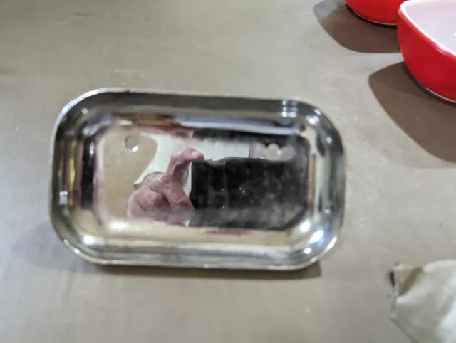 Vintage Metal Bathroom Soap Dispenser Tray Missing the Stalk