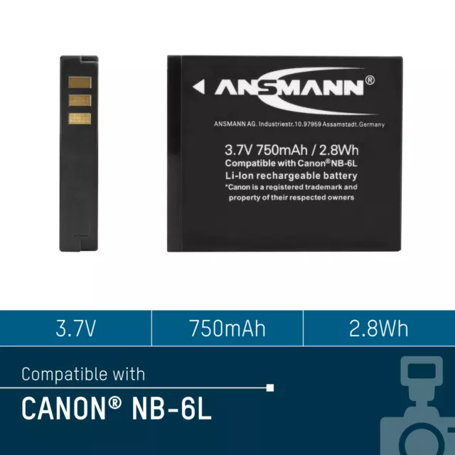 ANSMANN Akkupack A-Can NB 6 L Ersatz für Kamera Canon IXUS 85 IS… 5044453 2