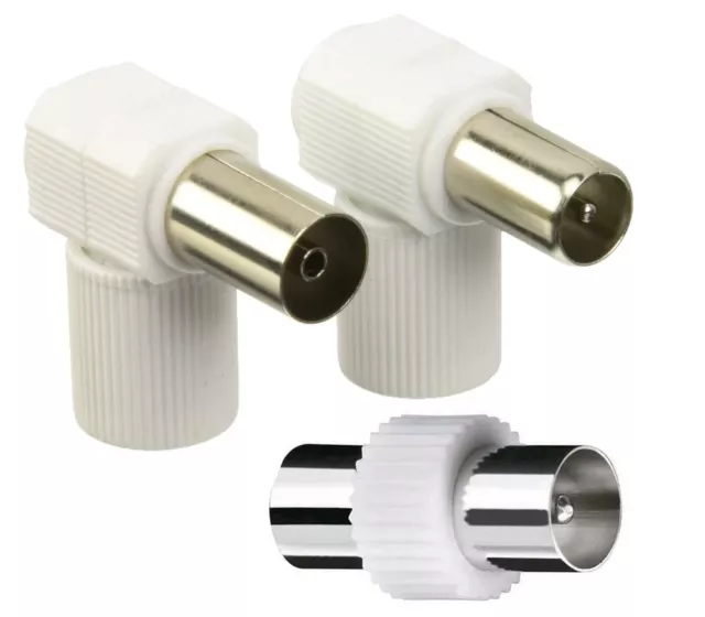 Kit Connettore Antenna Tv 9.5 mm Coassiale Cavo Spina Ad Angolo Maschio Femmina