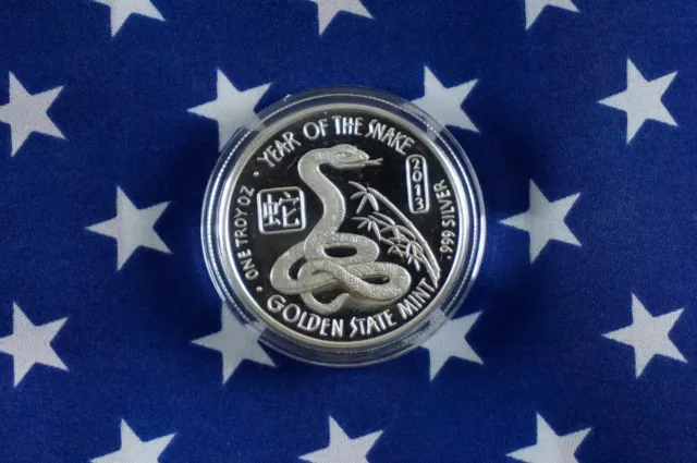 GSM 2013 Year Of The Snake Uncirculated 1oz .999 Fine Solid Silver Round   D