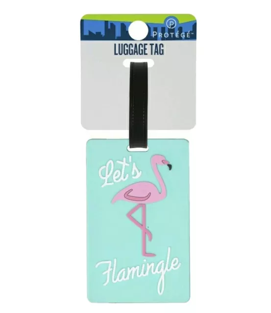 🆕Let's Flamingle Luggage ID Tag Funny 4"x2" Travel Suitcase Flamingo Name Pink