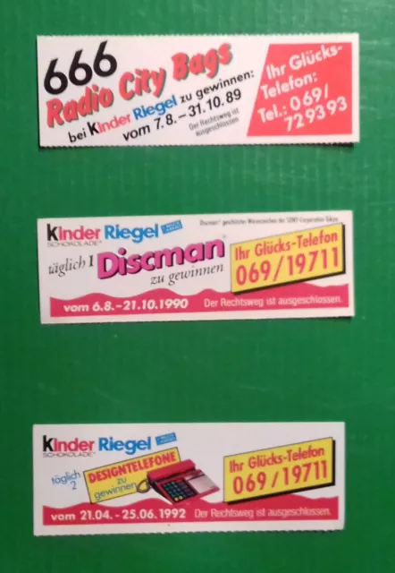 Kinderriegel Gewinnspiel Karten Ab 1989- 1992 3 Stück