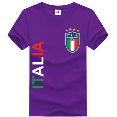 Donna Ragazze ITALIA Logo Stampato calcio t shirt a manica corta elastico Top Tees