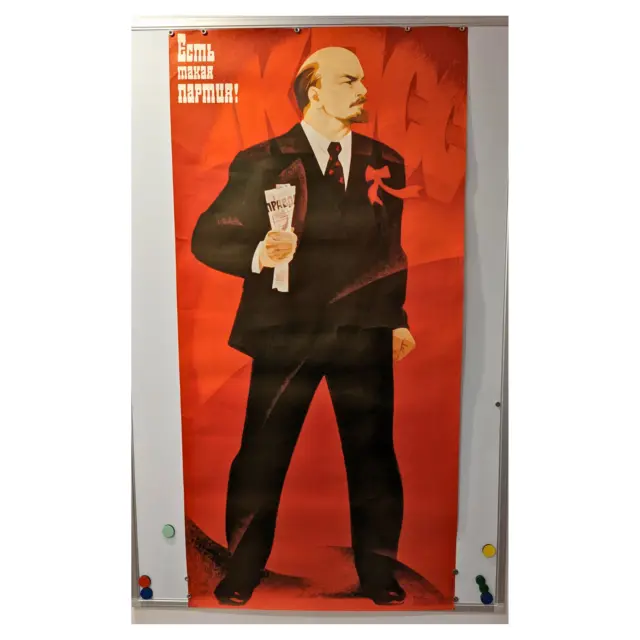 original Soviet RED propaganda Poster of dictator Lenin , revolution HUGE 48x24"