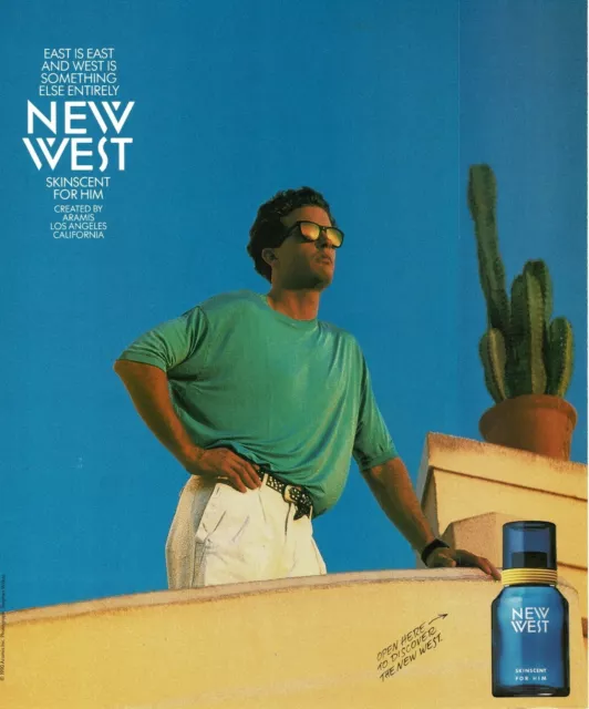 1990 NEW WEST Skinscent Men's Cologne scratch n sniff Vintage Print Ad
