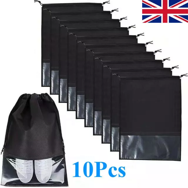 10Pcs Travel & Daily Shoe Bag Large Non-Woven Drawstring Shoes Storage Bags UK