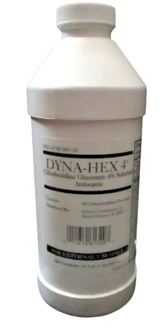 Solución de limpieza antiséptica Dyna-Hex 4 (gluconato de clorhexidina 4%) 32 fl oz