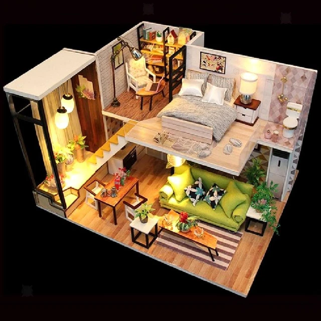 1:24 DIY WOODEN Miniature Kit Doll House Kit Birthday Gift (Romantic ...