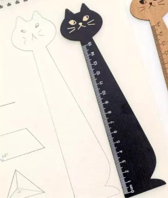 Wooden Ruler, Cat Shaped, Cute- Perfect For Home, School, Office , 15cm