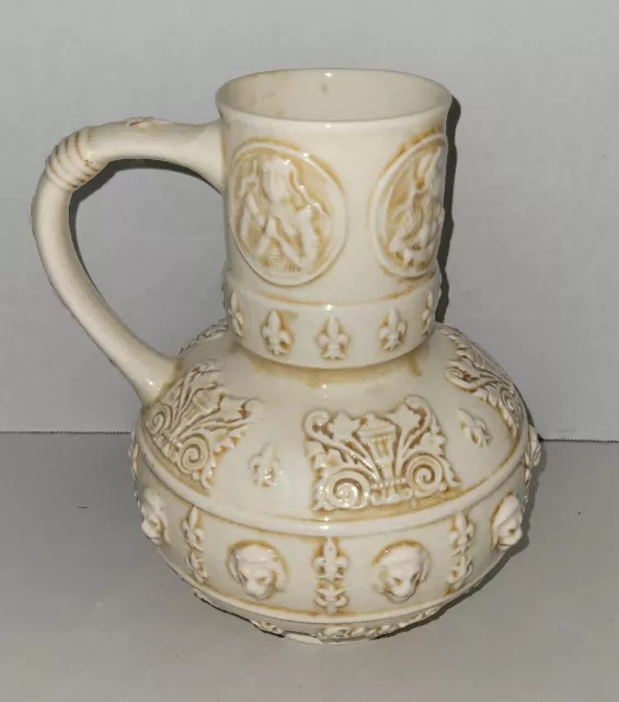 Antique zsolnay pecs Hungary Relief Wine Pitcher Carafe 1880s