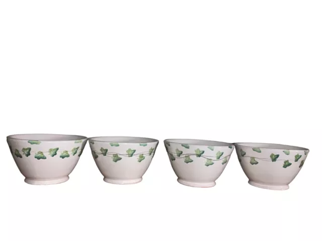 Pottery Barn Italy Green Leaf & Vine Set Of 4  Soup Serving Bowls Pottery