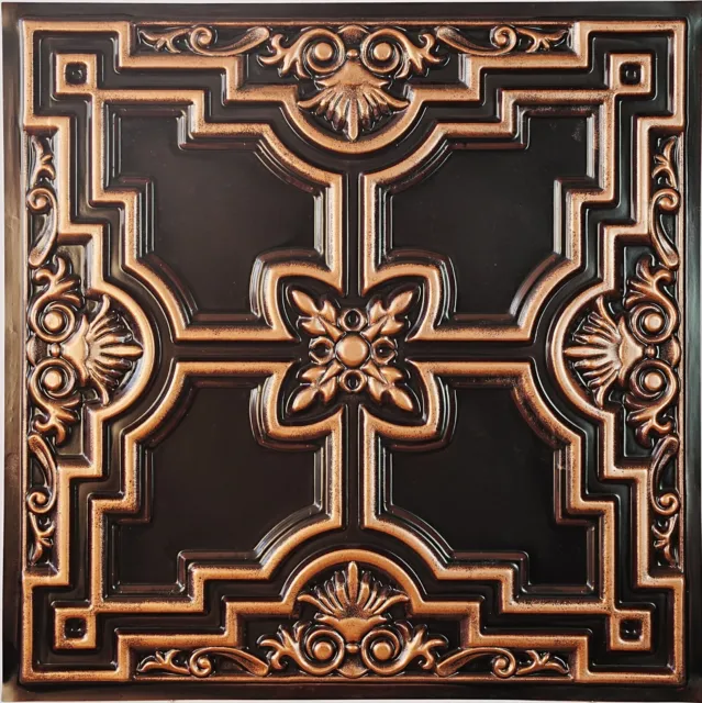 Faux Tin Ceiling Tile Decorative Tin Walls Panel PL16 Traditional copper 10Pcs