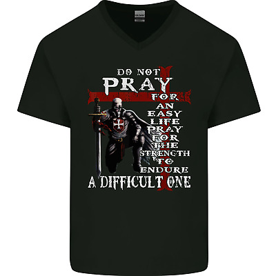 Do Not Pray Knights Templar St Georges Day Mens V-Neck Cotton T-Shirt