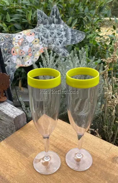 Tupperware Illusions Elegant Alegra Wine Flute Glass Set Margarita Citrus Green