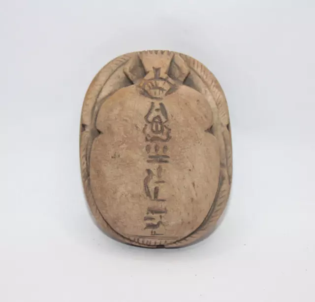 RARE ANCIENT EGYPTIAN ANTIQUE SCARAB Carved White Carved Stone