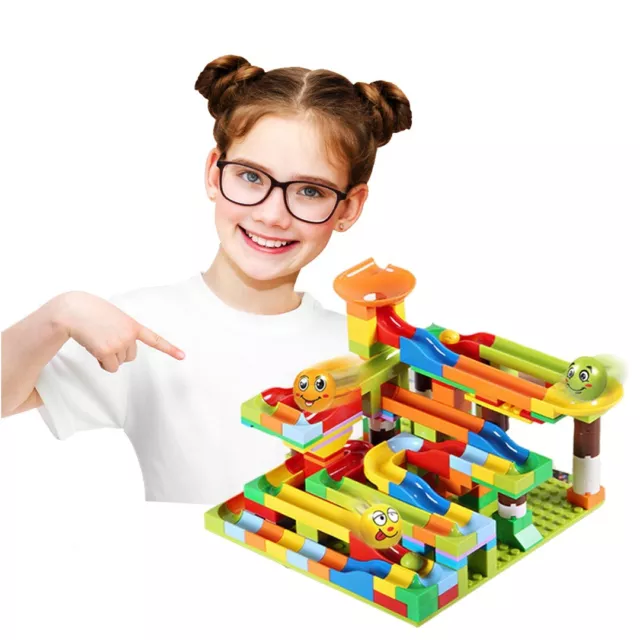 125 Pcs Kids Building Block Marble Rush Emoji Marble Run Base Educational Toys