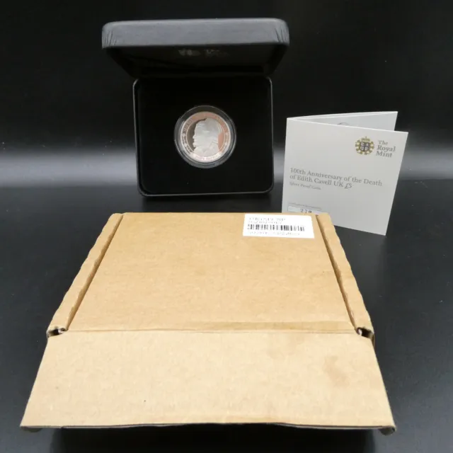2015 £5 Coin 100th Anniversary Death Of Edith Cavell Royal Mint Boxed With coa