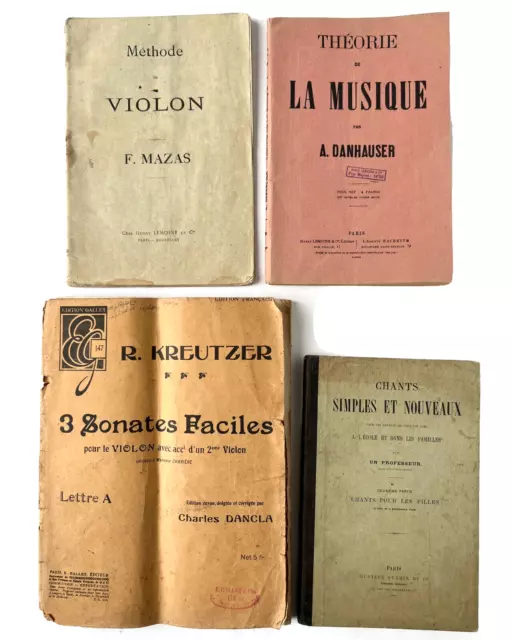 Livre musique Théorie de Danhauser, méthode du Violon Mazas, chants pour enfants