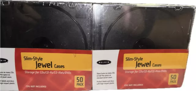 Set Of 100 Belkin Slim Style Jewel Cases Storage For Cd & Dvd New In Box