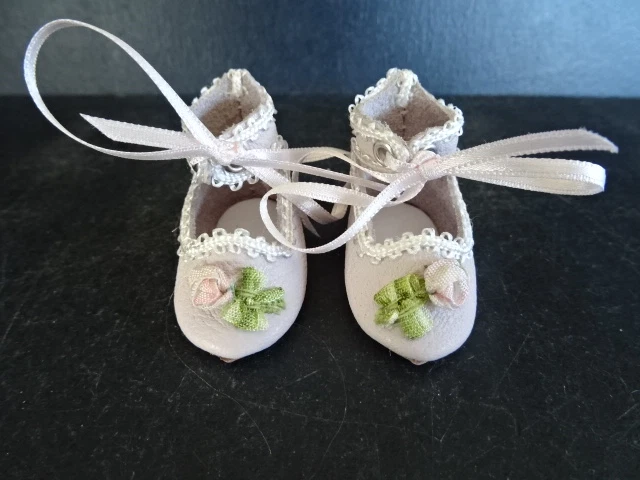 CHAUSSURES en CUIR pour POUPEE BLEUETTE (4 cm) Modèle unique fait main -ROSE