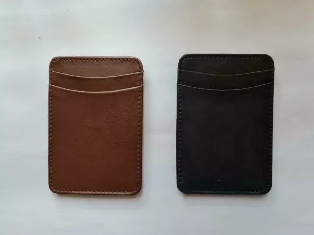 Genuine Leather Money Clip Slim Mens Wallet ID Credit Oyster Card Holder Case