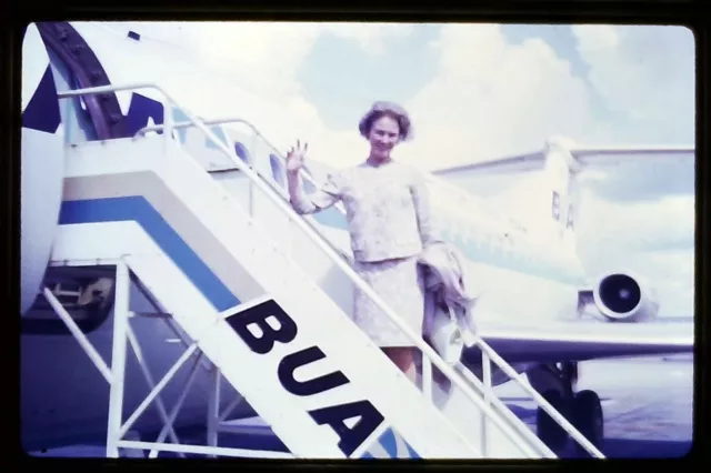 1968 35mm Colour Slide Holiday Flying British United Airways Woman BAC 111