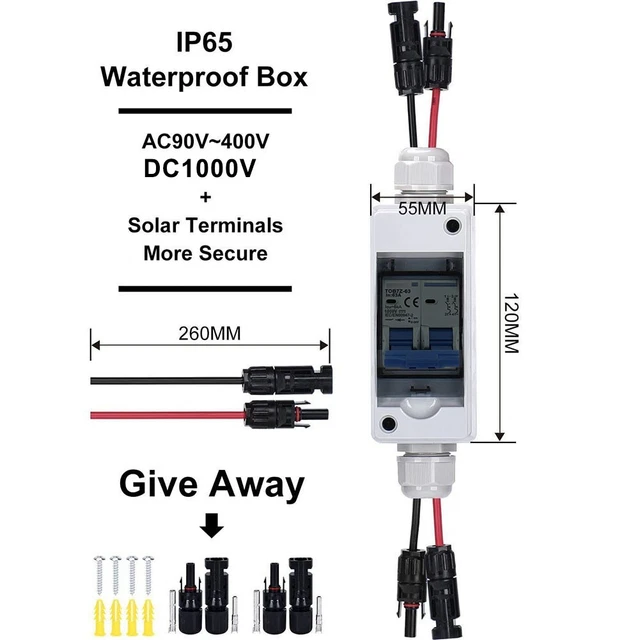 Disjoncteur Panneaux Solaires 30A 500V DC - Boîtier étanche IP65 - Pour Installation Photovoltaïque