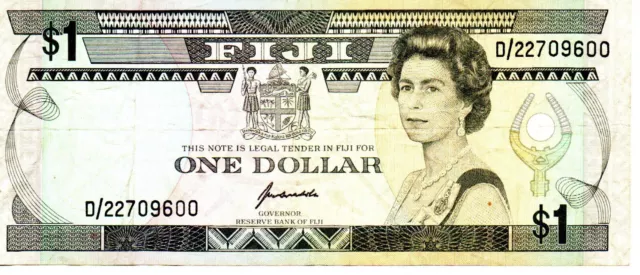 1993 Fiji 1 Dollar Bank Note P 89 Queen Elizabeth II as pictured D/22709600