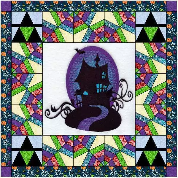 Quilt Kit Halloween Haunted House Applique Precut Ready to Sew