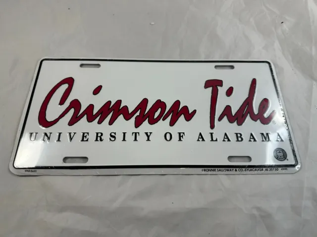New Vintage University of Alabama Crimson Tide Metal Car License Plate Official