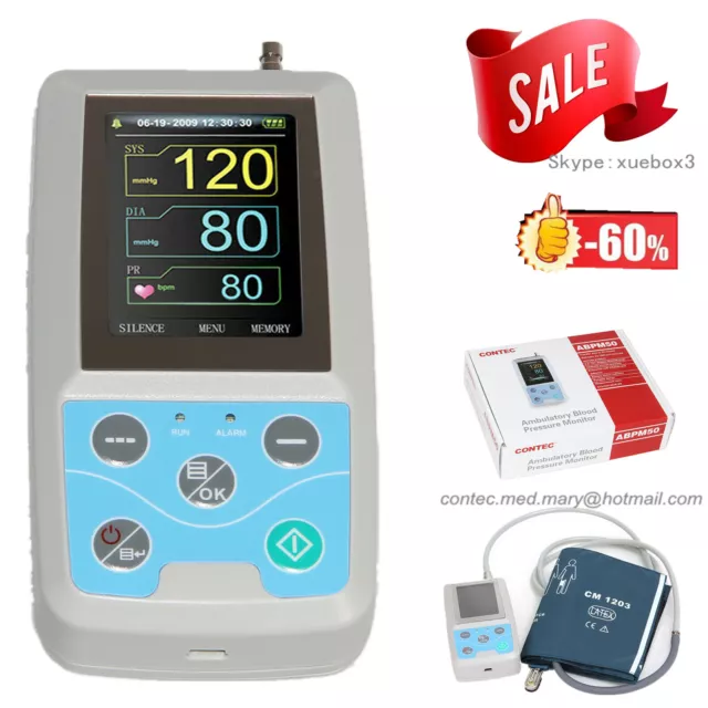 CONTEC Ambulatory Blood Pressure Monitor+Software 24h NIBP Holter ABPM50,Sale CE